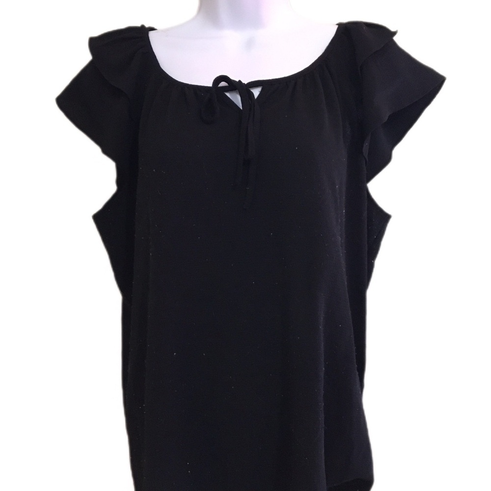 Elegant Black Ruffle Sleeve Top - Picture 1 of 5
